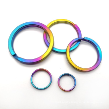 rainbow titanium round key chain ring